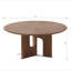 Table basse 31,5 pouces ronde en placage de bois de frêne rustique pour petit salon, peu encombrante et élégante