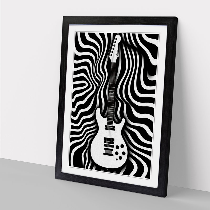 Electric Guitar Op - Framed Print, Black, 34" H x 25" W x 2" D
