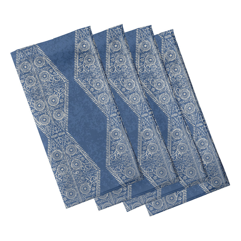 Harrel Polyester Geometric Square Napkin, Blue