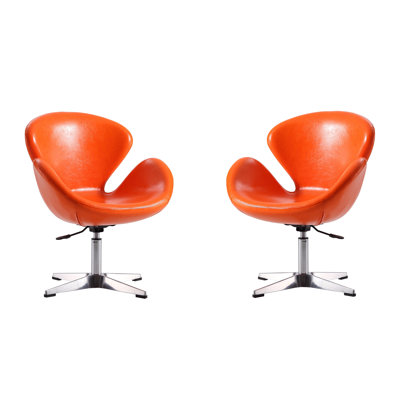 Raspberry Vegan Leather Upholstered Swivel Balloon Chair