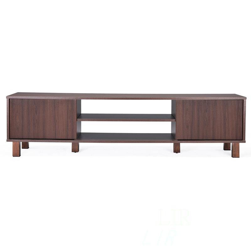 Merlino Solid and Manufactured Wood TV Stand with Cable Management , Walnut