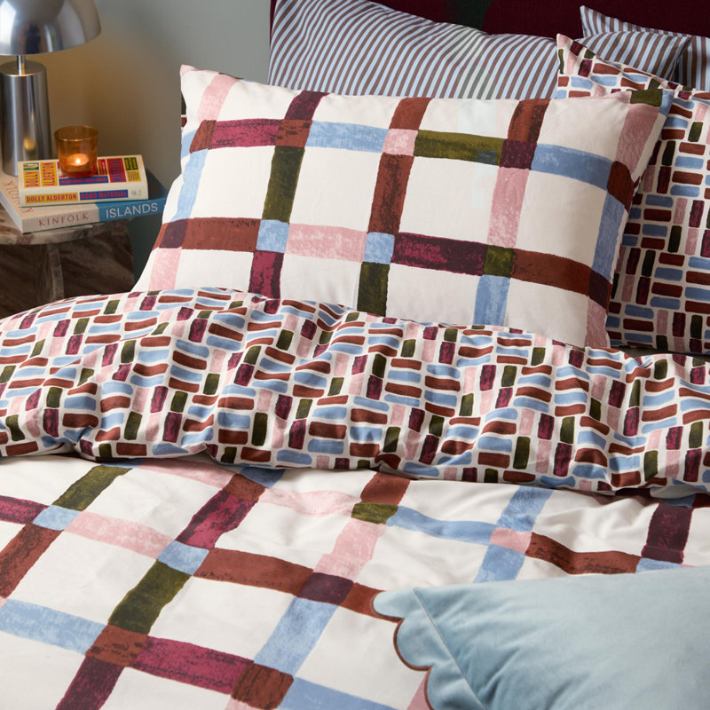 Selvan Cotton Blend Geometric Duvet Cover Set, Single Duvet Cover + 1 Standard Pillowcase