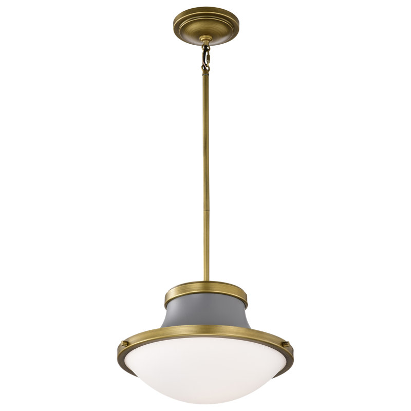 Vanek 1-Light Dimmable Steel Schoolhouse Pendant , 50.13" H x 14" W x 14" D, Matte Gray