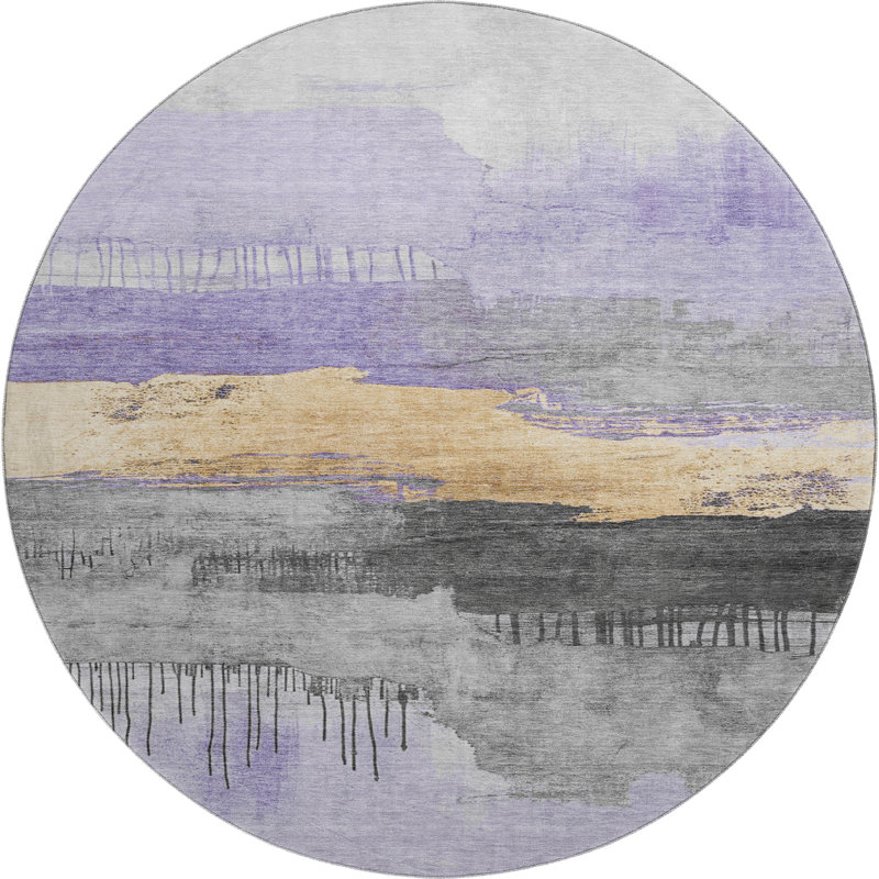 Premium Machine Washable Fairwood AMF1880 Modern Rug, Round 8'