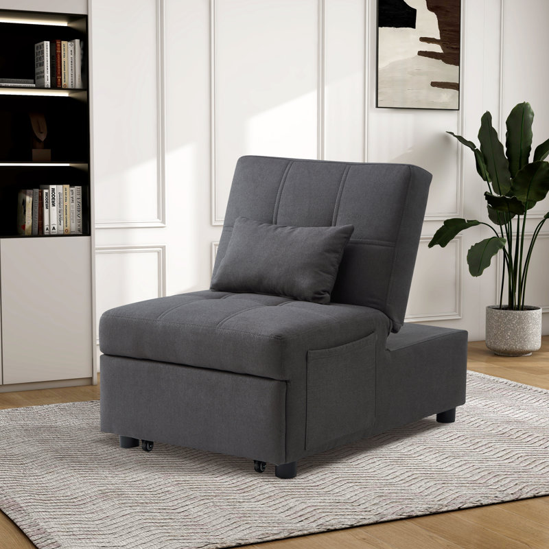 Chaise convertible rembourrée, Tissu gris