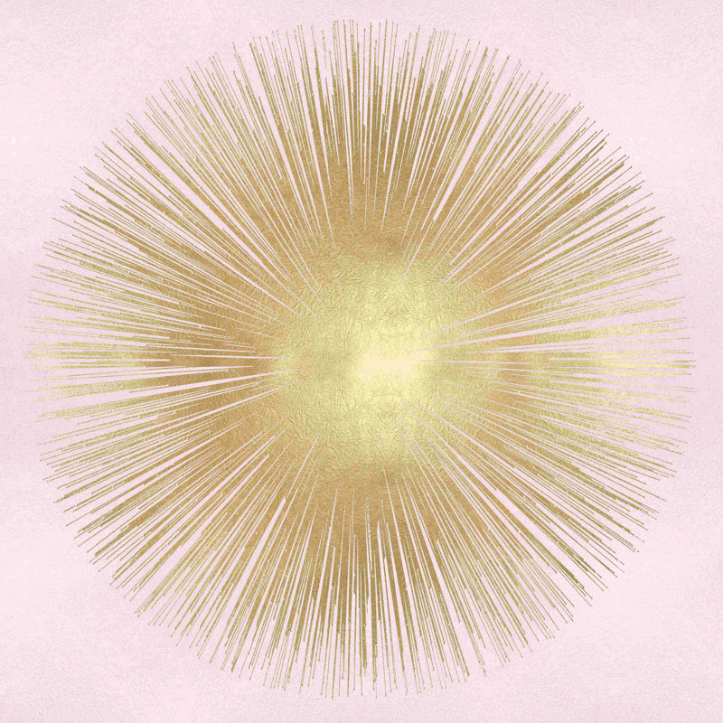 Sunburst Gold on Pink Blush I - peinture sur toile tendue, H 12 po x l 12 po