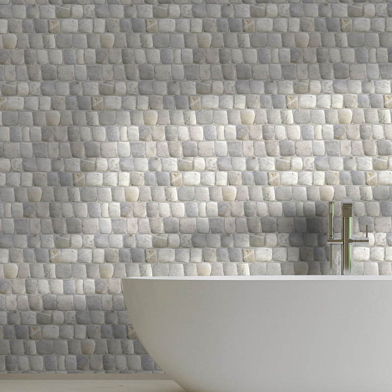 Carrelage mural de mosaïque aléatoire en pierre naturelle 12 "x 12" Florida, Gris