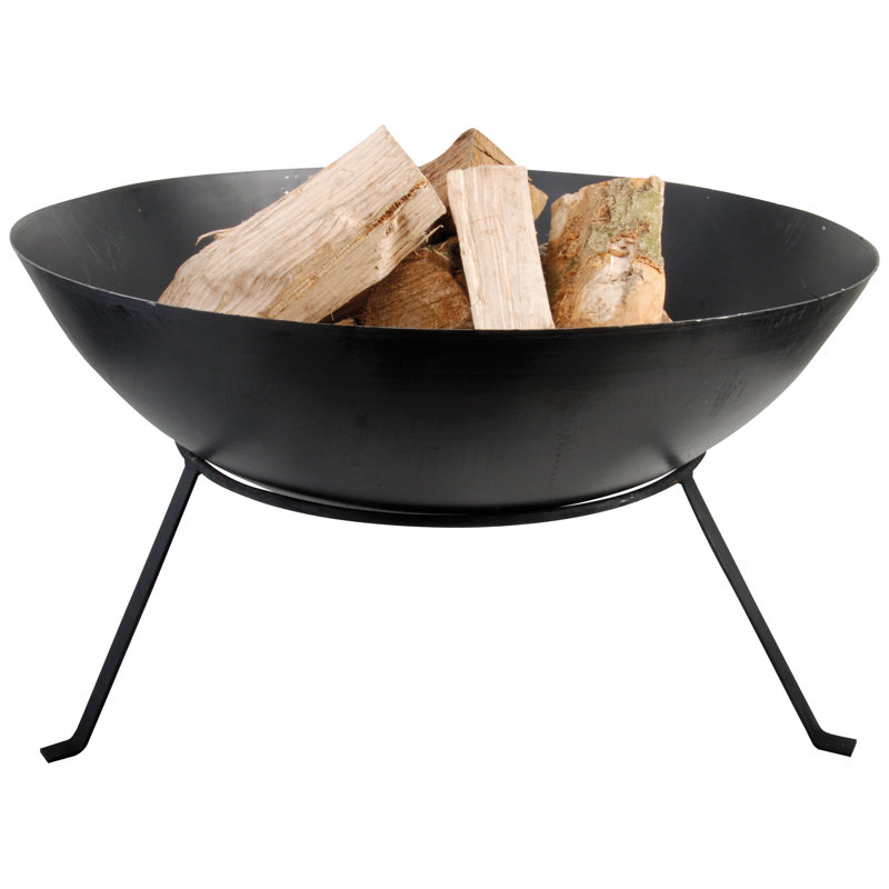 Black Powder Coated Steel Wood Burning Fire Pit