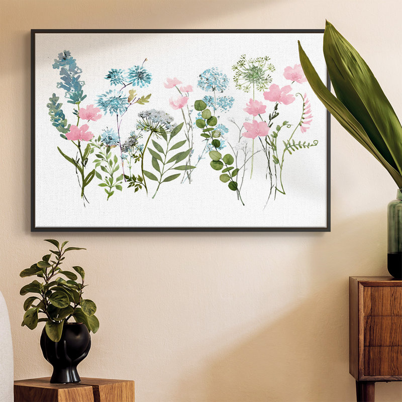 Prairie de printemps, Toile avec cadre flottant noir, H 27 po x l 41 po x P 2 po