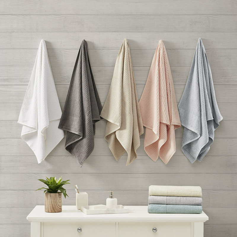 Ensemble 6 serviettes de bain en coton antimicrobien, Grey