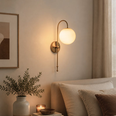 1-Light Mid-Century Modern Globe Wall Sconce