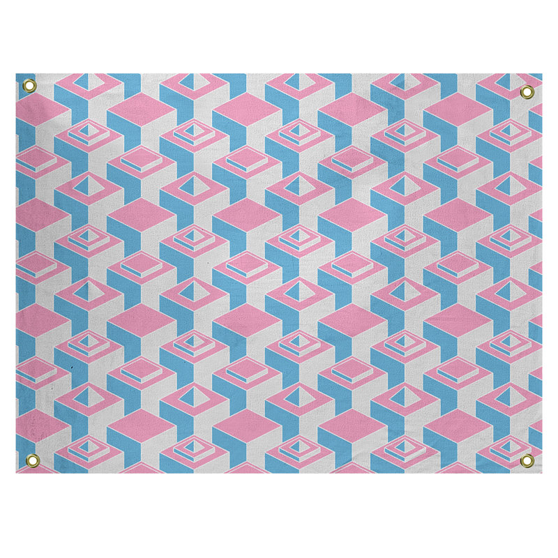 Jordao Polyester Tapestry, 26" H x 36" W, Pink/Teal