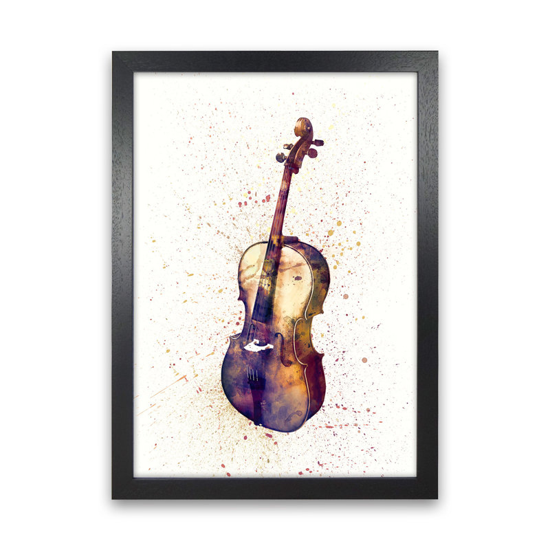 Cello Music by Michael Tompsett - Print, Black Framed, 34cm H x 25cm W x 3cm D