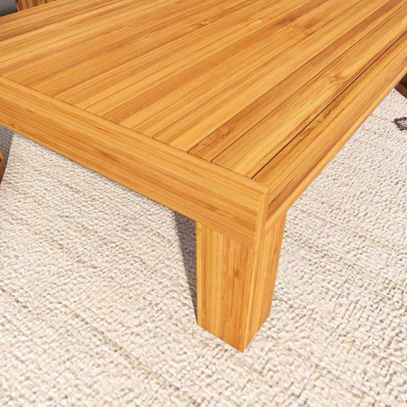 Ensemble de canapé modulaire d'extérieur en bois 5 pièces avec coussins et table basse, Bleu
