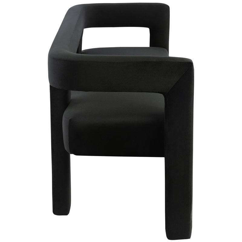 Velvet Upholstered Bench, Black Velvet
