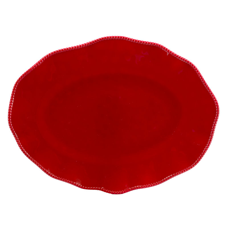 Perlette Red 2pc Platter Set - Rect 19" x 9 Oval 18" x 13.5