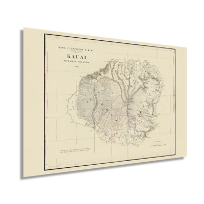 1903 Kauai Map - Vintage Kauai Map - Old Kauai Hawaii Map Territory Survey - History Map Of Kauai Hawaiian Islands Wall Art Poster Print