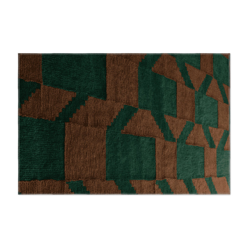 Tapis d'intérieur et d'extérieur à carreaux vert, Rectangulaire 3 pi x 5 pi