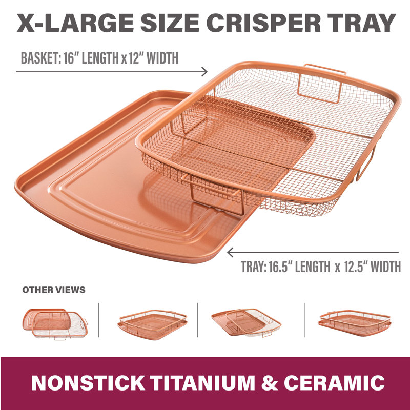XXL Copper Nonstick Air Fryer Basket and Crisper Tray Set