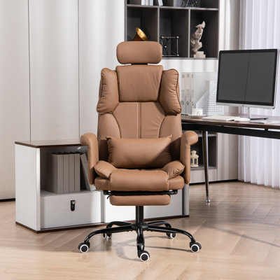 Fauteuil de bureau massant et inclinable à massage avec dossier pour soulager les maux de dos à 155 ° - Brun