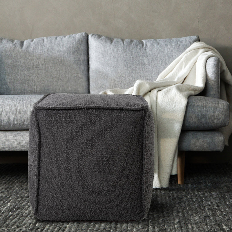 Pouf carré de 20 po de largeur, Gris anthracite