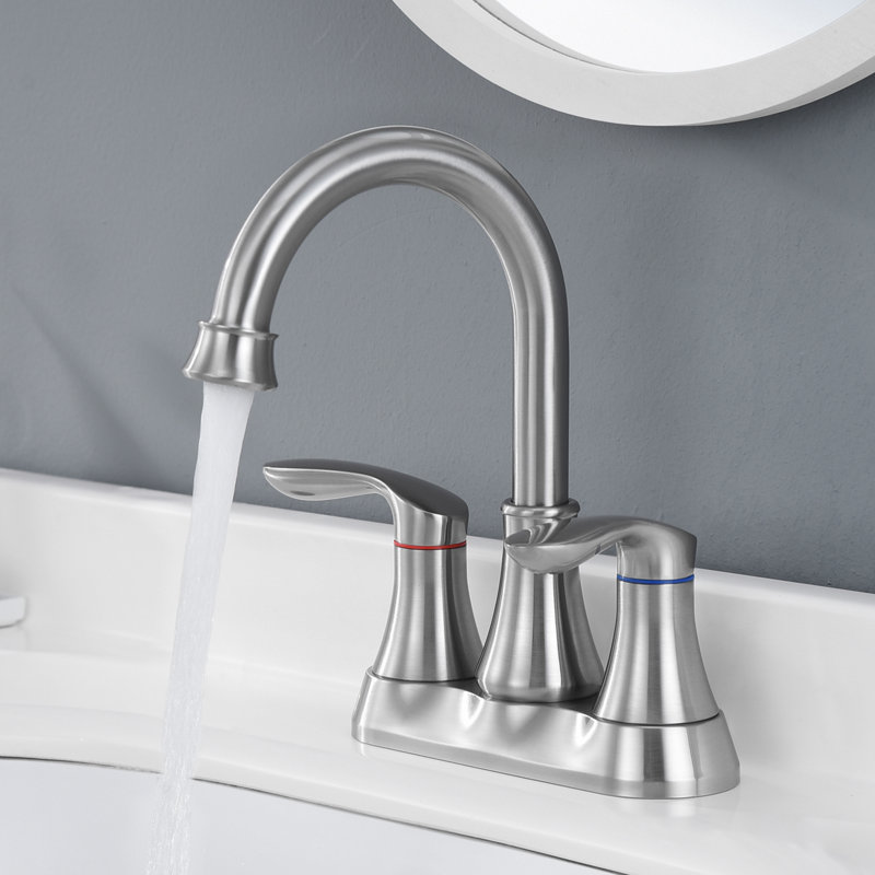 Centerset 2-handle Bathroom Faucet with Drain Assembly, Brushed Nickel