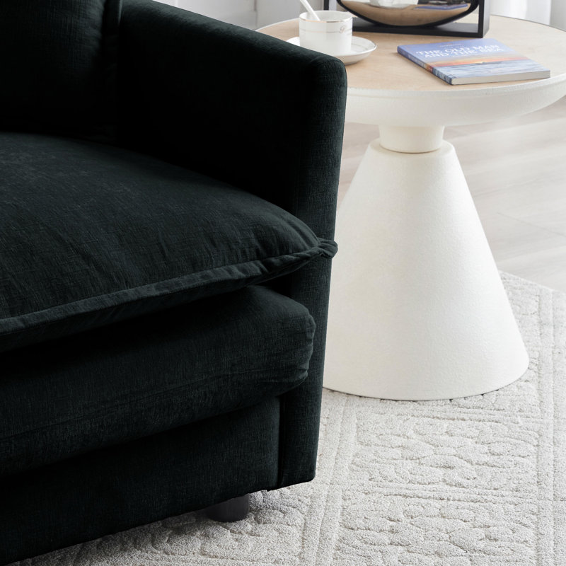 Fauteuil simple en chenille noire - Fauteuil confortable pour un espace de vie facile à assembler