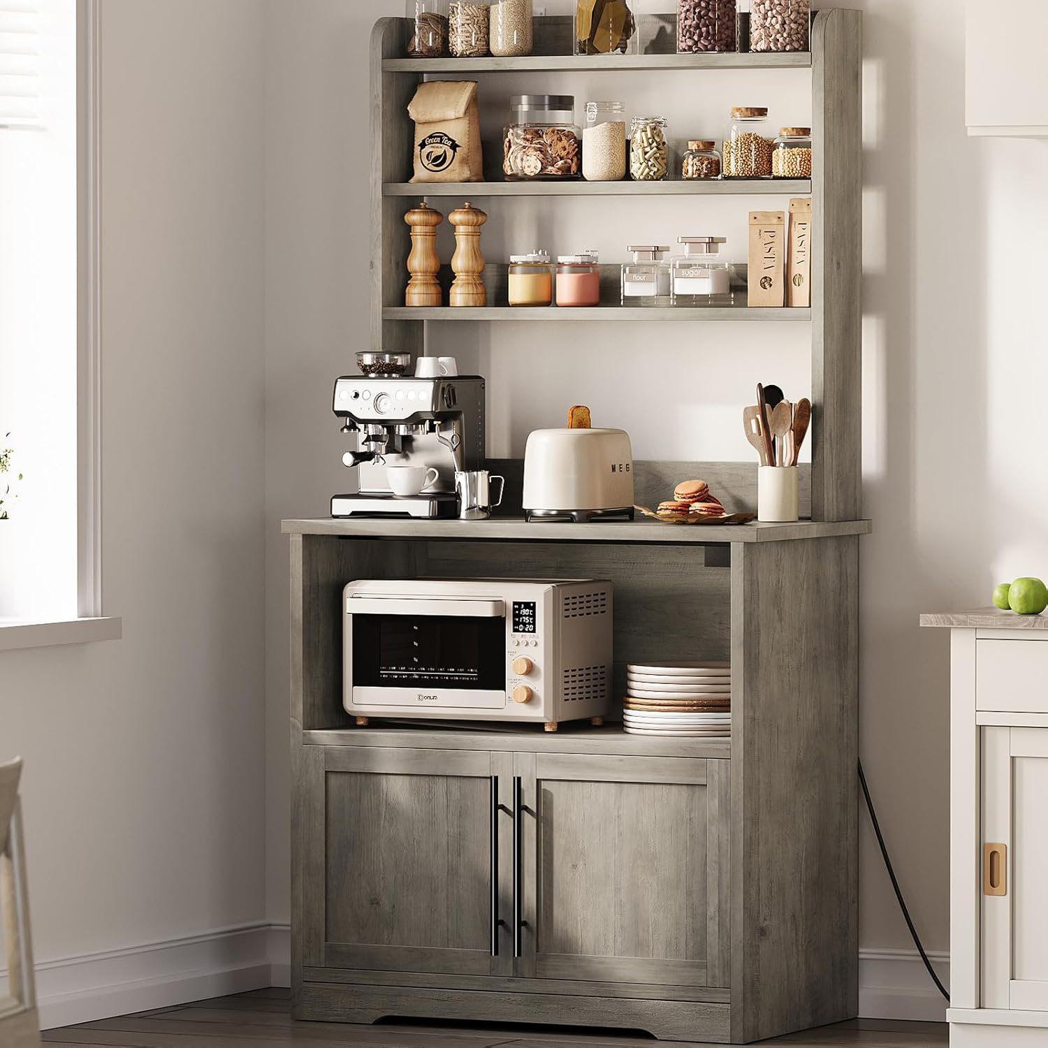 Ophelia & Co. Bakers Rack with Storage, Microwave Oven Stand Pantry ...