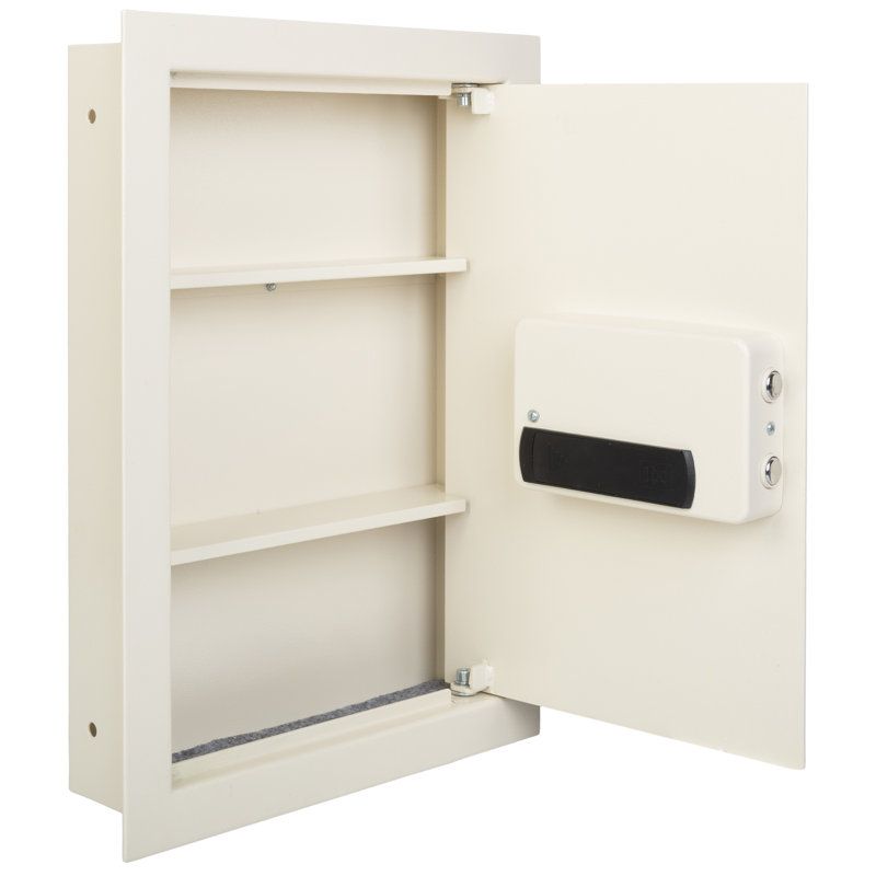 Cream Steel Small In-Wall Safe with Digital Keypad