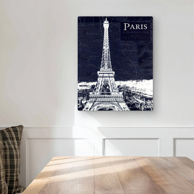 Paris Blue Print and Eiffel Tower | Bedroom Metal Print Decor
