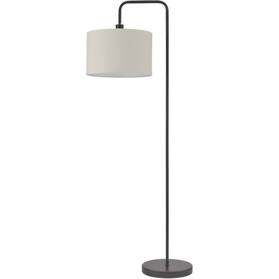 Floor Lamp With Beige Fabric Shade, Rotary Switch, And Dark Bronze Finish