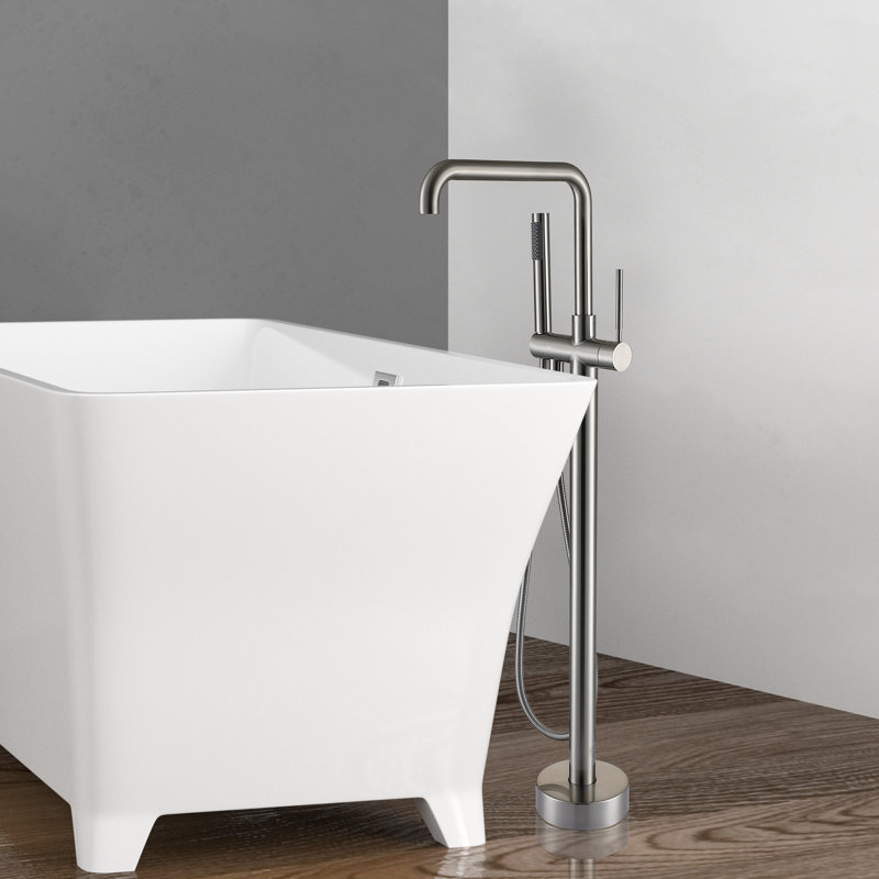Freestanding Tub Filler with Diverter, Brushed Nickel