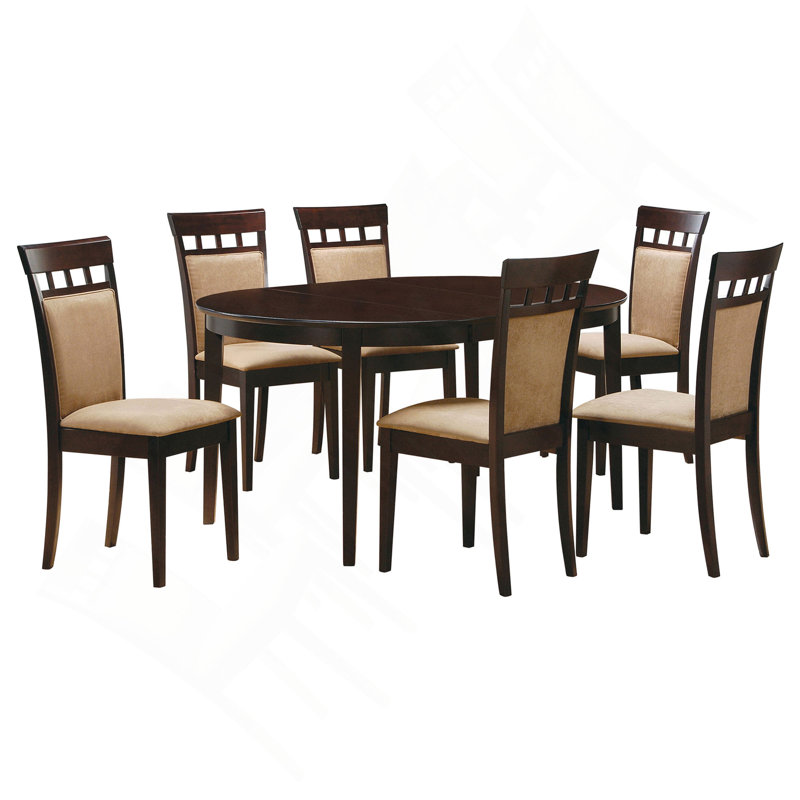 7-piece Extension Leaf Dining Table Set Cappuccino