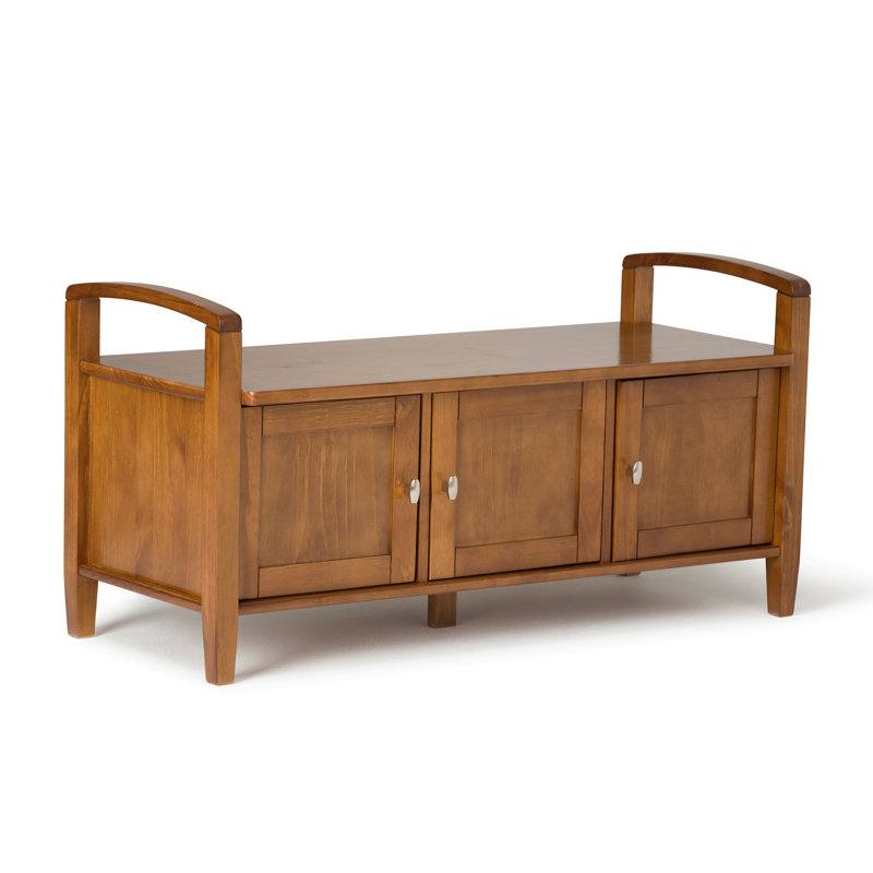 Transitional Style Entryway Storage Bench, Light Brown
