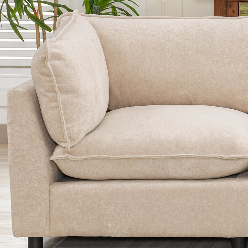 Canapé modulaire surdimensionné Heffernan, Chenille beige, H 33,10 po x l 137,90 po x P 100,86 po