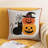 Halloween Black Cat & Pumpkin Stack Throw Pillow