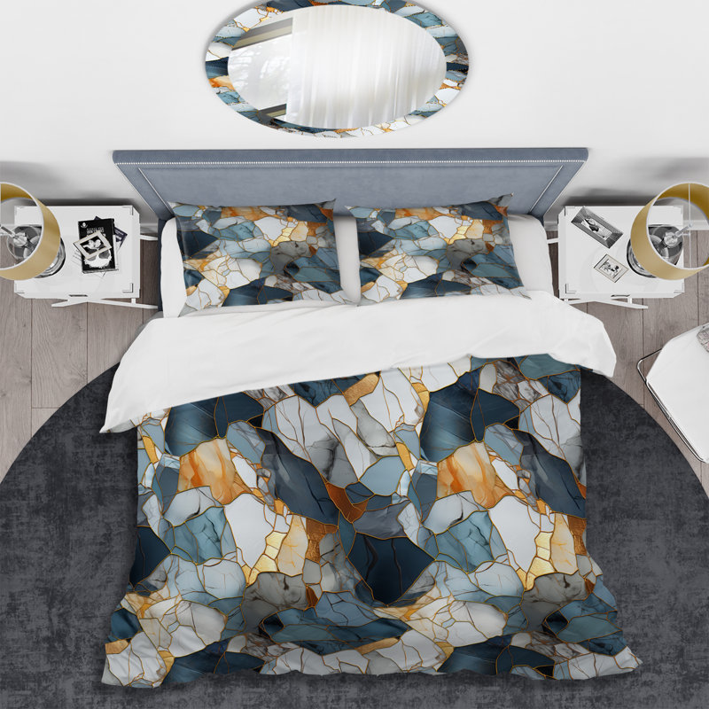 Ensemble de housse de couette en marbre Urban Oasis, Housse de couette pour grand lit et 2 taies décor