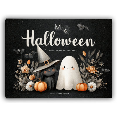 Happy Fall Hedgehog and Autumn Leaves Wrapped Canvas Wall Art