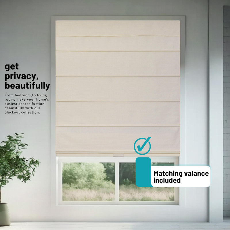 Blackout Roman Shade, 36"W x 64"L, Off White