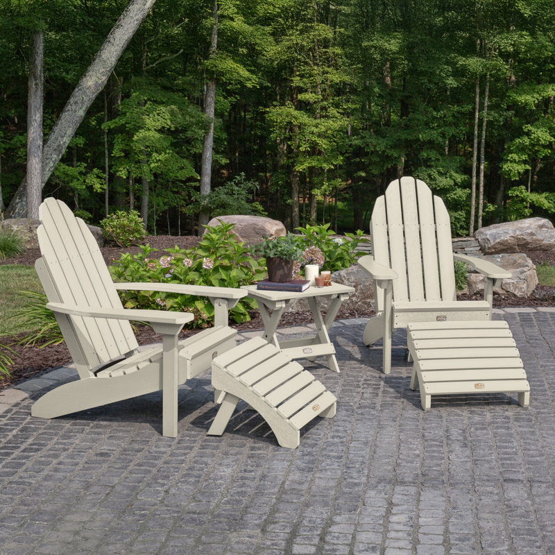 Chaise Adirondack en plastique avec repose-pieds Milaca, Blanchir