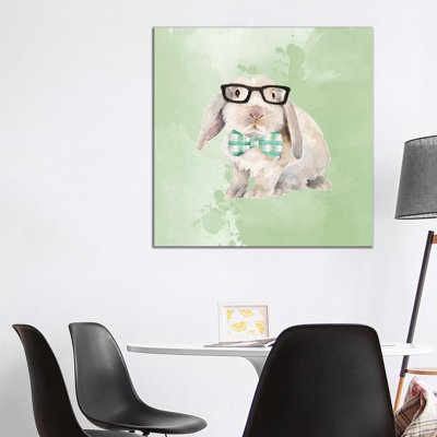 Dapper Bunny On Watercolor by Lanie Loreth - Wrapped Canvas Painting