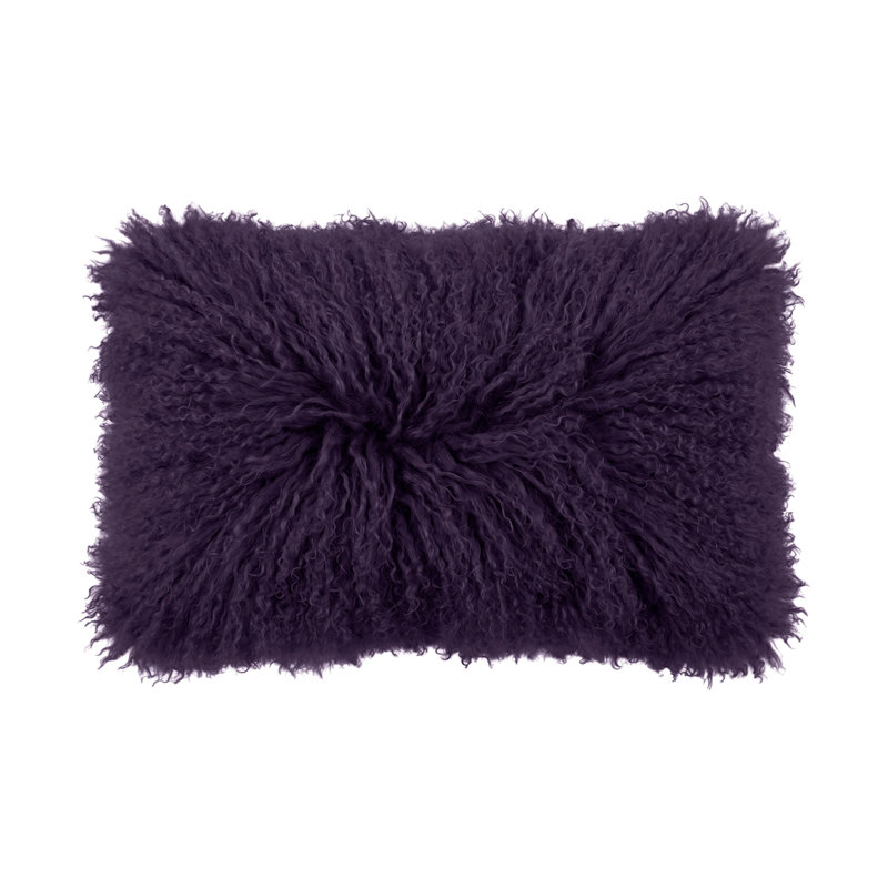 Tibetan Lamb Sheepskin Pillow by Outpost Original, 18" x 10", Eggplant
