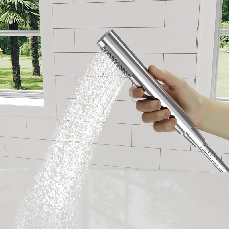 Single Handle Floor Mounted Freestanding Tub Filler with Hand Shower, Chrome