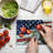 Ambesonne American Flag Tempered Glass Cutting Board Bald Eagle Multicolor