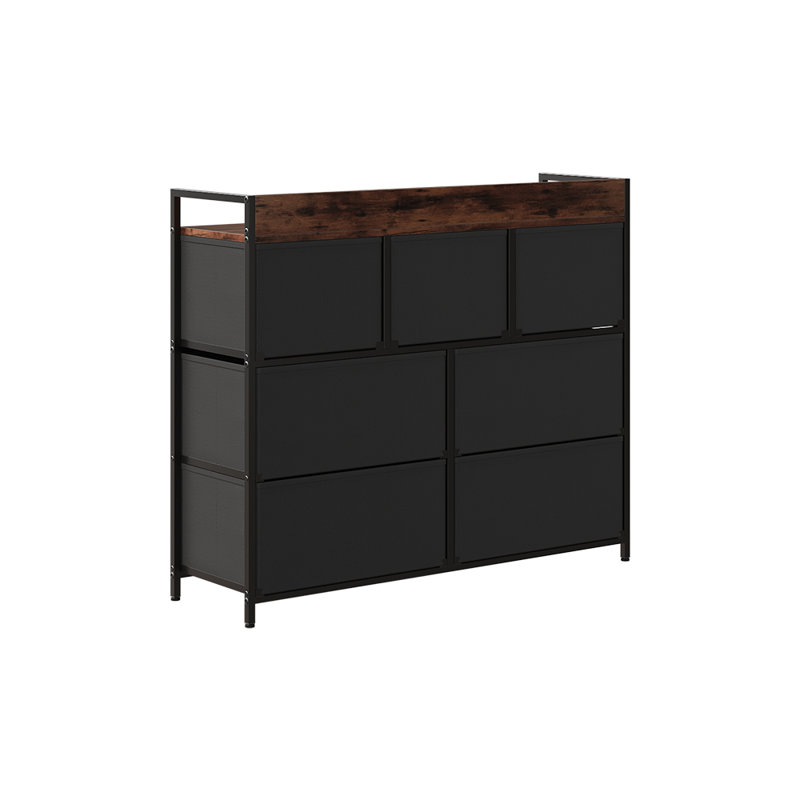 7 Drawer Storage Drawer, Rustic Brown/Black