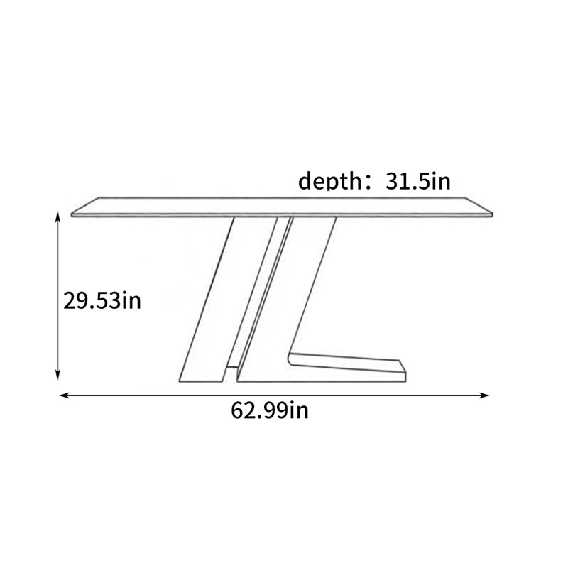Modern minimalist dining table, 29.53"H x 62.99"L x 31.5"W