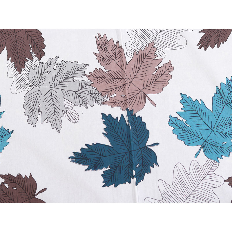 Exotic India Pure Cotton Bedsheet Queen Size Maple Leaf Printed  with Pillowcase Covers (Set of 2), Blue