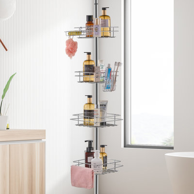 42" to 114" High Shower Corner Caddy Tension Pole Rust-Proof Tension Pole in Square Shape