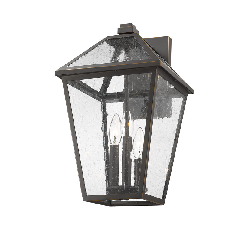 Lanterne murale d’extérieur 3 lumières Lefler, Bronze huilé, Bullé, H 21,25 po x l 12,25 po x p 13,25 po