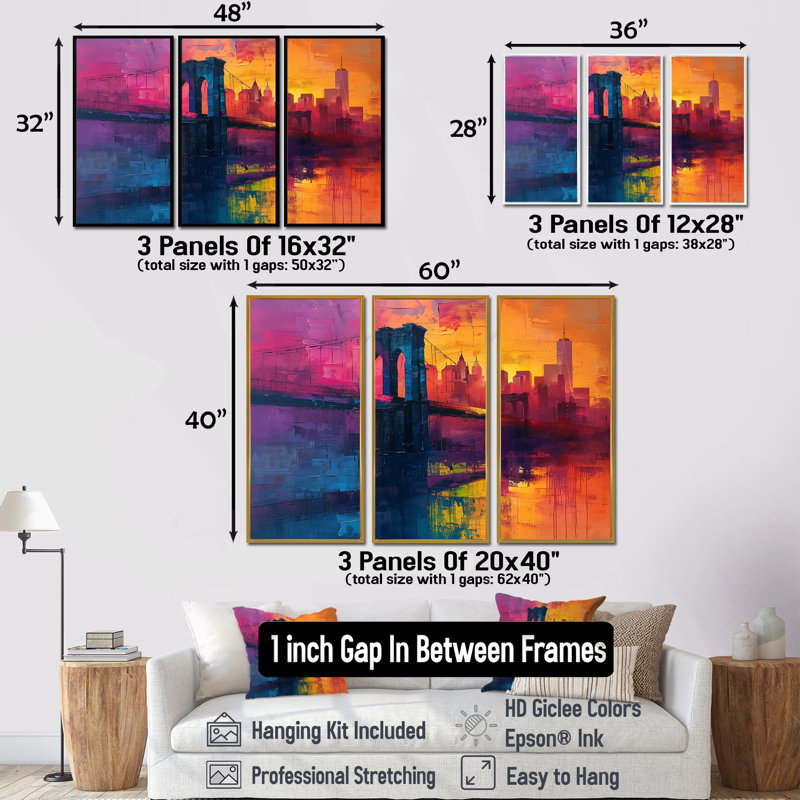 Fonteyne " Fonteyne " 3 - Pieces, H 40 po x l 60 po, Cadre flottant blanc